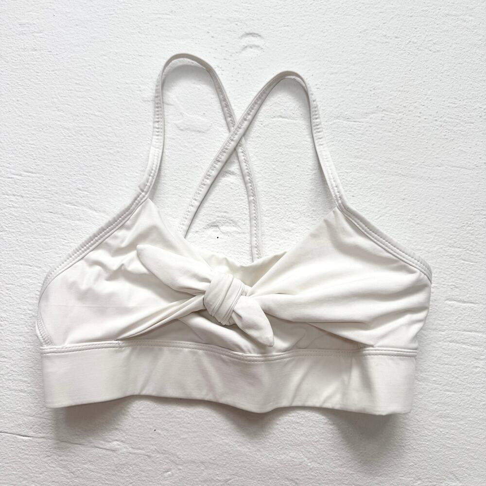 Alala White Knot-Front Strappy Sports Bra